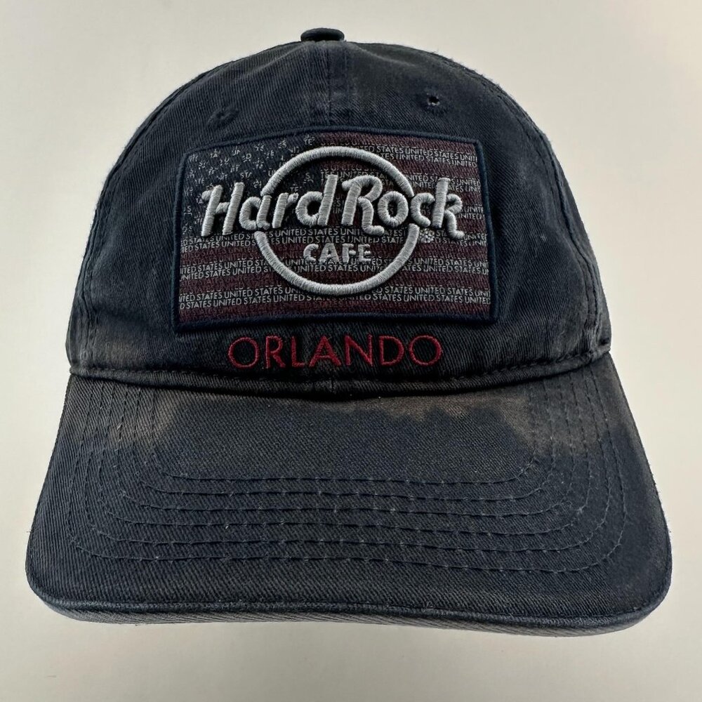 Hard Rock Cafe Orlando Dad Hat USA Flag 100% Cotton Adjustable Strap Back Cap